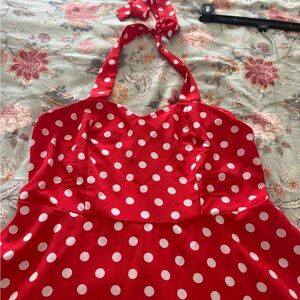 SHEIN Red and White Polka Dot Dress